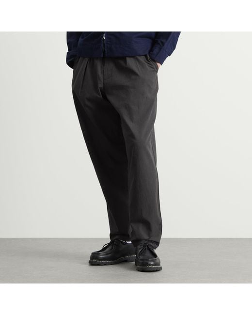 Universal Works Gray Seattle Cotton Pleated Track Pant for men