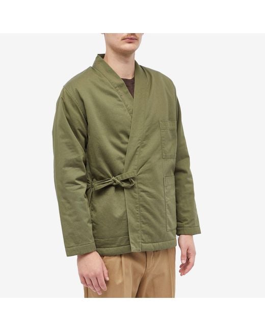 Universal Works Green Twill/Sherpa Reversible Kyoto Work Jacket for men