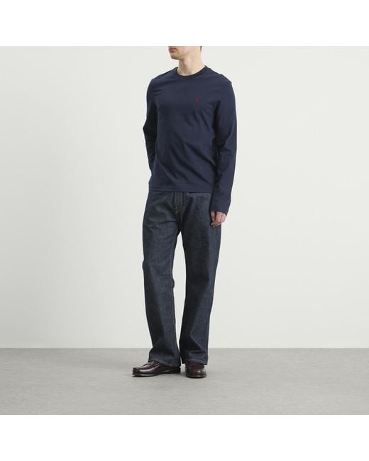 AMI Blue Ami De Coeur Long Sleeve T-Shirt for men