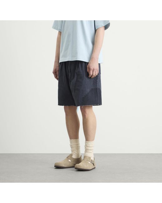 EBIT Blue Octagon Patch Denim Lofty Shorts for men