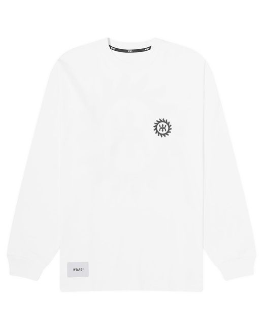 (w)taps White 19 Long Sleeve Printed T-Shirt for men