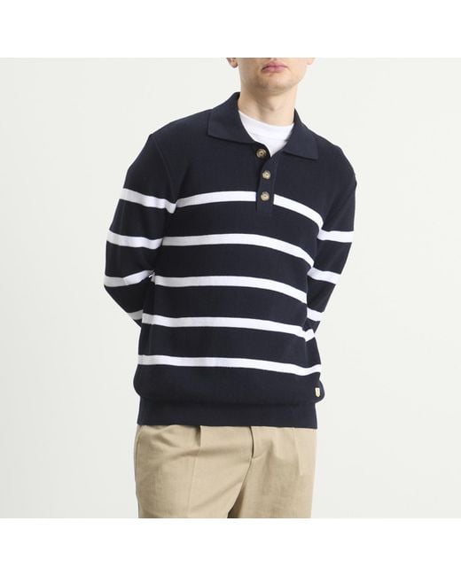 Armor Lux Blue Knit Polo for men