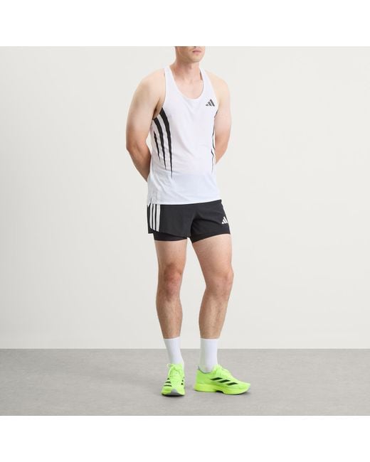 Adidas Originals Black Adizero Running 2-In-1 Gel Pocket Shorts for men