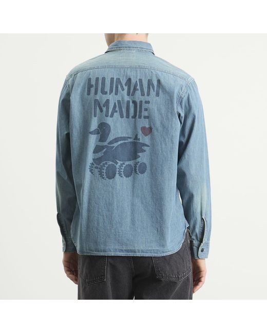 Human Made Blue Stencil Military Chambray Shirt for men