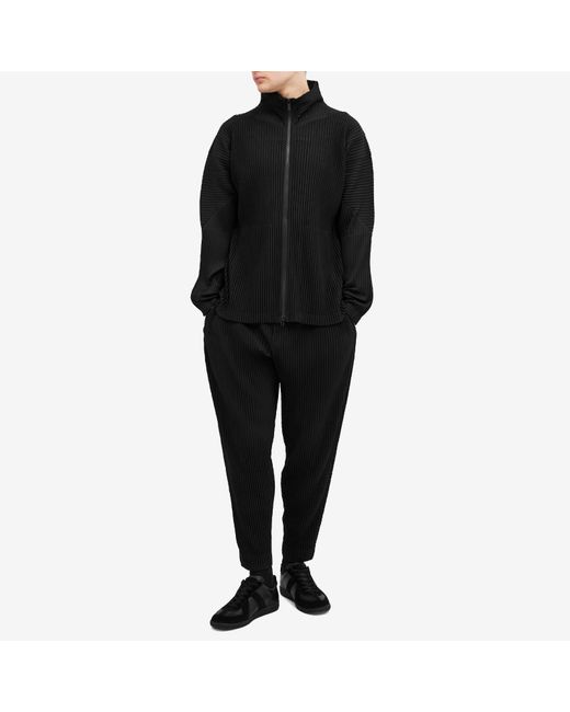 Homme Plissé Issey Miyake Black Pleated Zip Up Cardigan for men