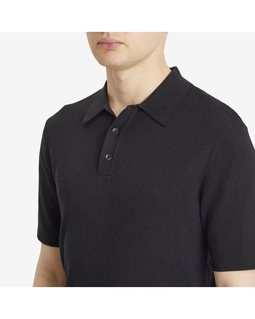 Rag & Bone Black Harvey Knit Polo Shirt for men