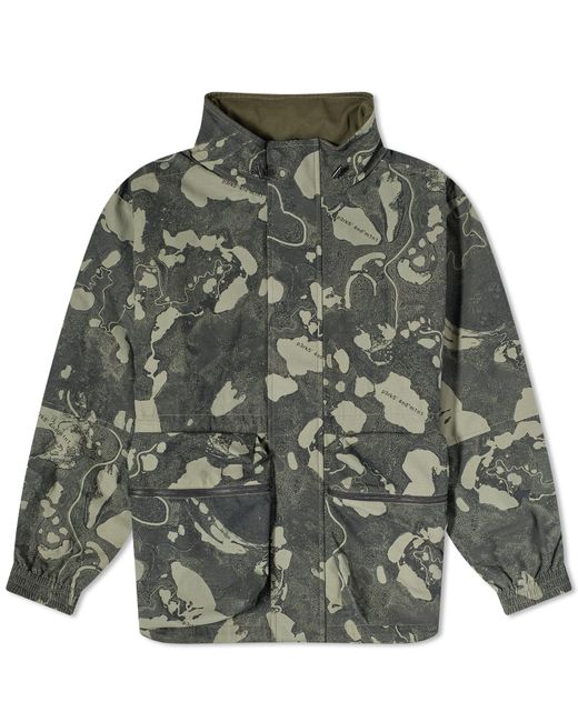 Pam Green Reversible Geo Mapping Parka Jacket for men
