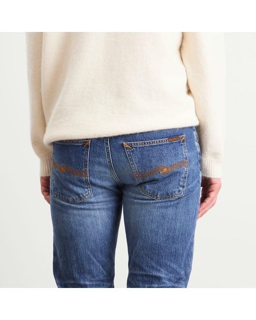 Nudie Jeans Blue Solid Ollie Straight Leg Jeans for men