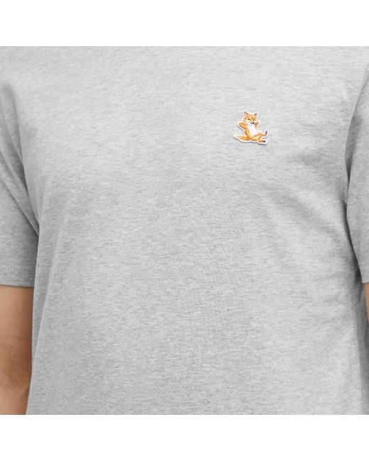 Maison Kitsuné Gray Chillax Fox Patch Regular T-Shirt for men