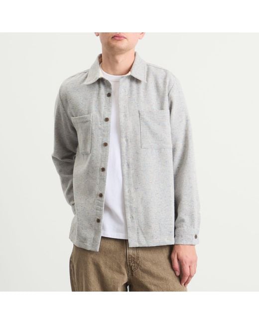Wax London Gray Whiting Wool Fleck Overshirt for men