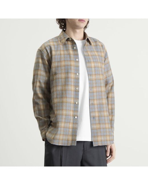 Auralee Gray Airy Wool Check Shirt for men