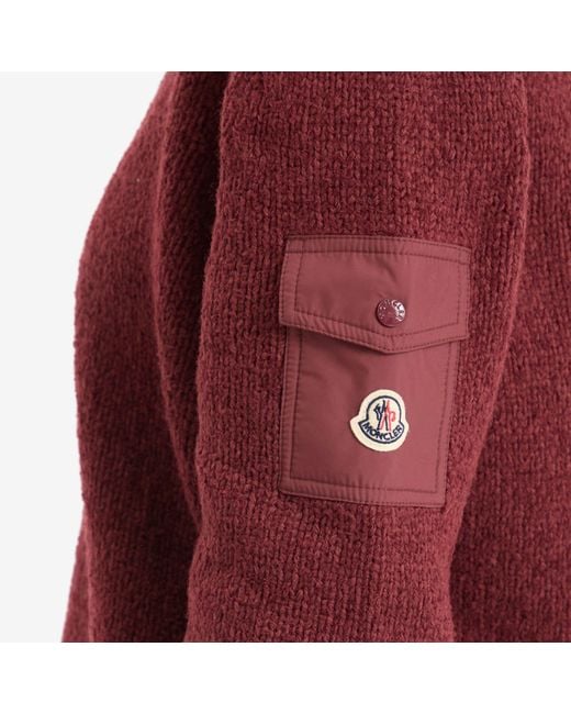 Moncler Red V-Neck Varsity Sweater
