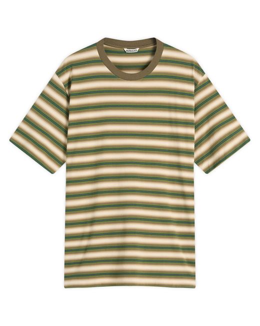 Auralee Green Gradient Stripe Jersey Tee for men