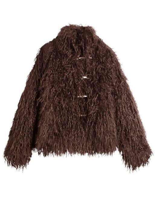 Peachy Den Brown Patti Faux Fur Coat