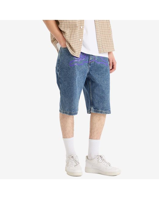 ICECREAM Blue Running Dog Denim Shorts for men