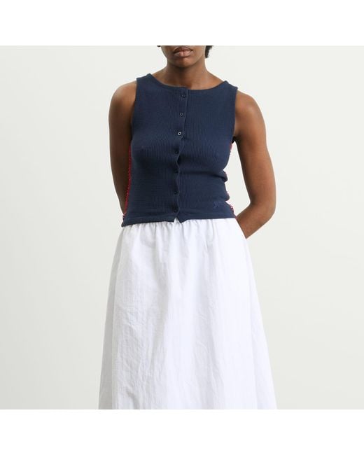 Damson Madder Blue Devon Pointelle Polo Top
