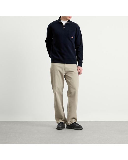 Armor Lux Blue Half Zip Pocket Sweatshirt for men