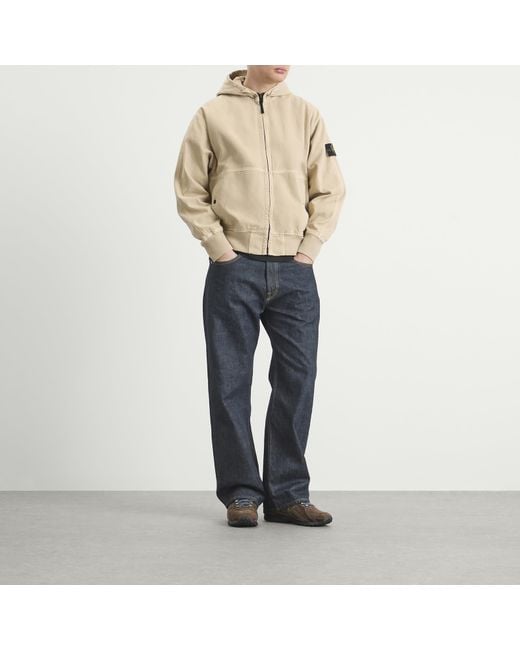 Stone Island Natural Panama Cotton Old Effect Hooded Jacket for men