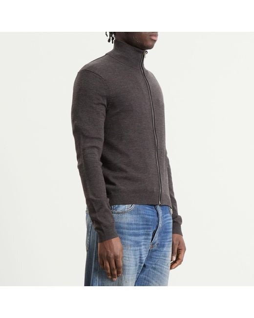 Acne Gray Merino Zip Through for men