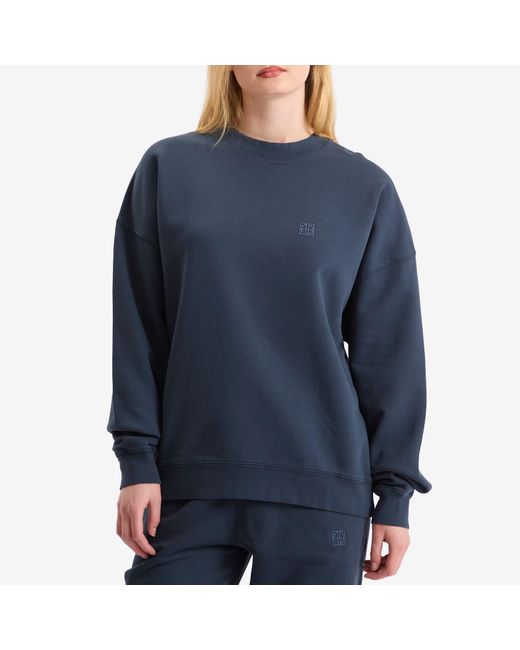 Anine Bing Blue Miles Framed Monogram Sweatshirt