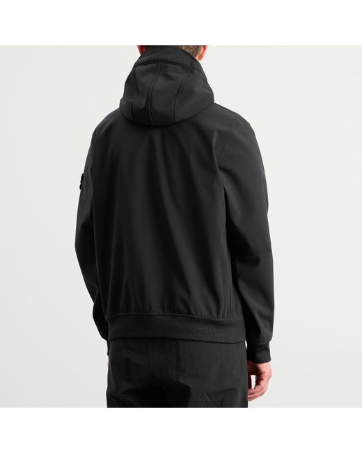 Stone Island Black Soft Shell-R Hooded Jacket for men