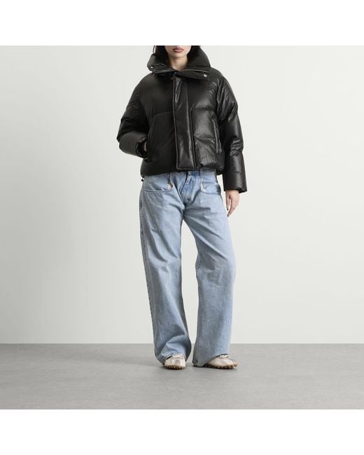 Maison Margiela Black Mm6 Faux Leather Padded Jacket