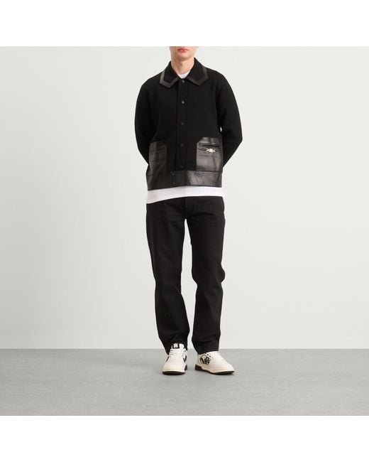 Amiri Black Leather Patch Ma Cardigan for men