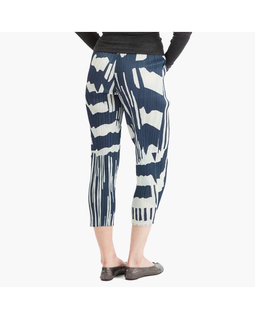 Pleats Please Issey Miyake Blue Refraction Print Pleated Trousers