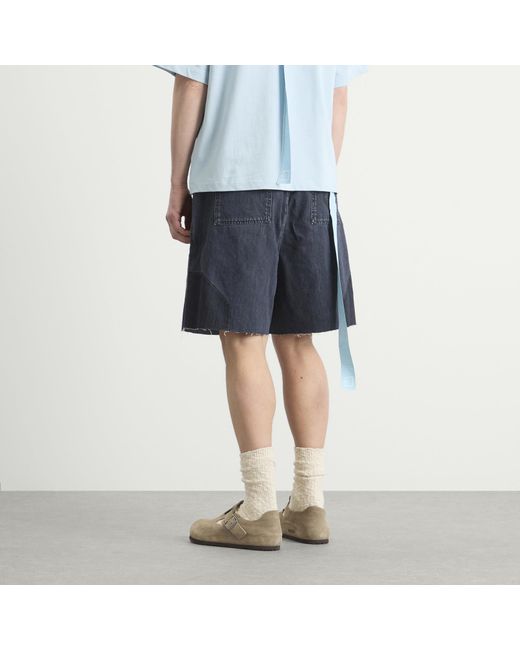 EBIT Blue Octagon Patch Denim Lofty Shorts for men