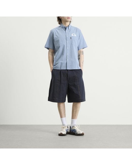 No Problemo Blue Alien-O Print Check Shirt for men
