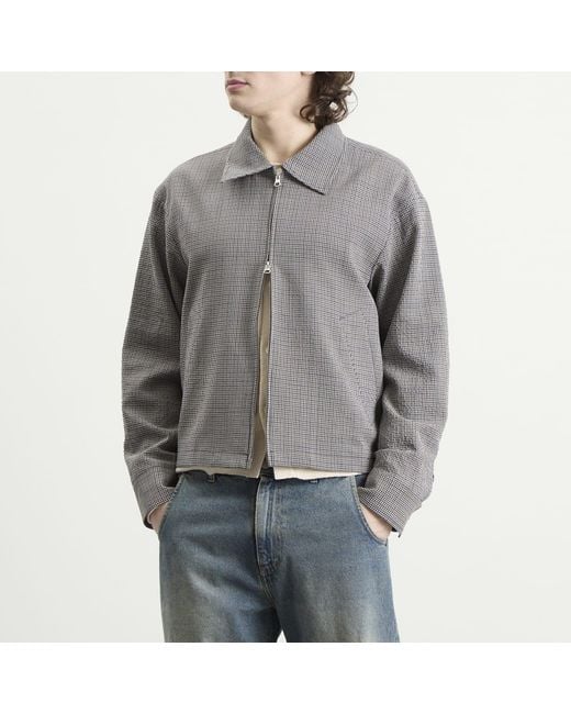mfpen Gray Check Cropped Mail Jacket for men