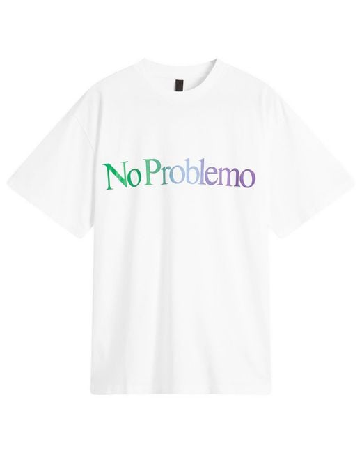 No Problemo White Gradient Logo T-Shirt for men