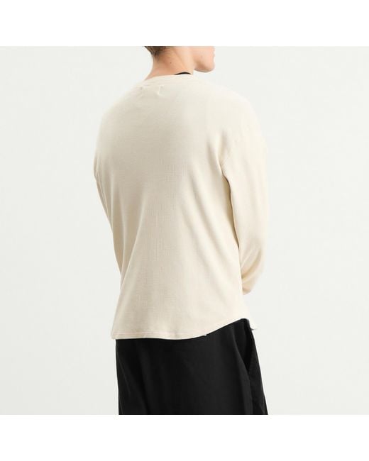 Les Tien White Thermal Baseball Henley for men