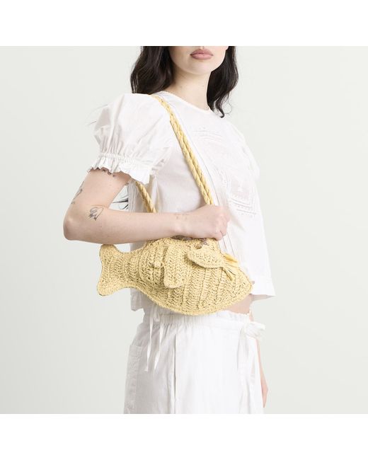 Damson Madder Metallic Raffia Fish Bag