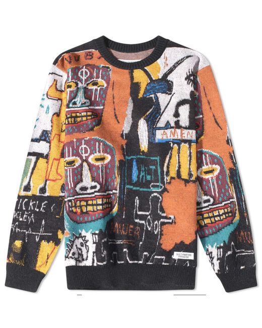 Wacko Maria Blue Jean-michel Basquiat Crew Knit for men
