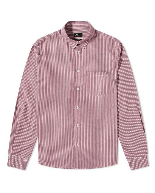 A.P.C. Clement Stripe Shirt in Purple for Men | Lyst Canada