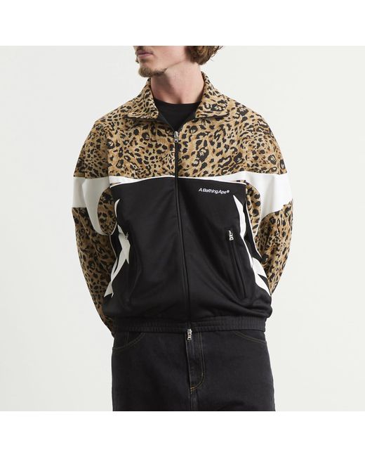 A Bathing Ape Black Wild Leopard Print Track Jacket for men