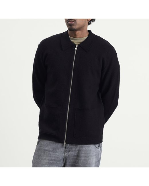 NN07 Black Jonas Merino Zip Jacket for men