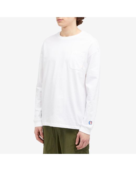 Champion White Long Sleeve Pocket T-Shirt for men