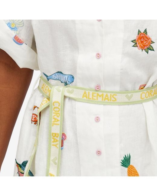 ALÉMAIS White Alémais Marlin Embroidered Dress