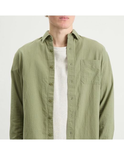 FRIZMWORKS Green Og Seersucker Shirt for men