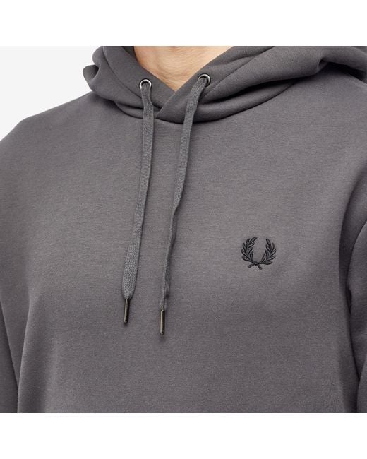 Fred Perry Gray Tape Detail Hoodie for men