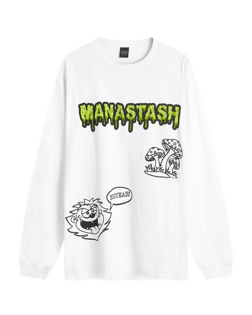 Manastash White Long Sleeve Mushroom T-Shirt for men