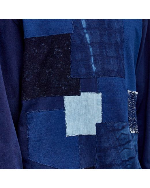 Blue Blue Japan Blue Japan Patchwork Long Sleeve T-Shirt for men