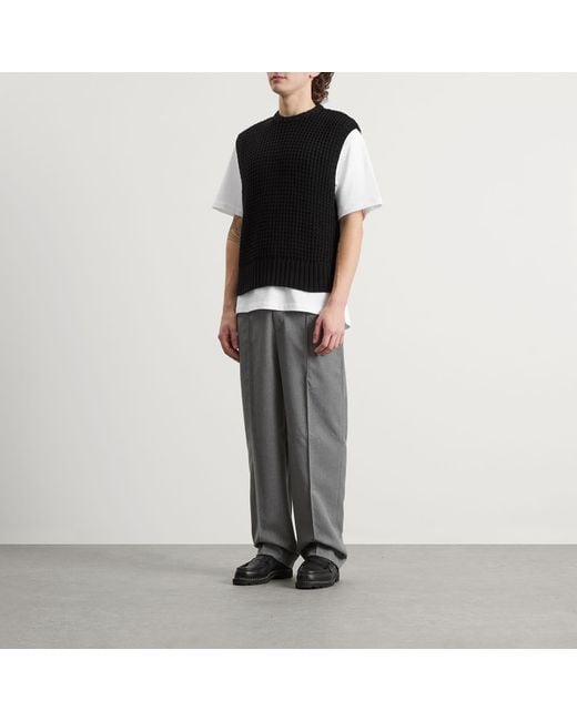 About Blank Black Moss Stitch Knitted Vest for men