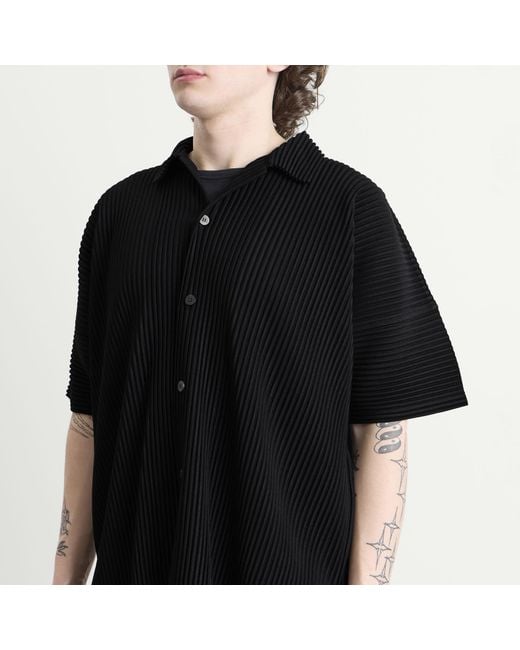 Homme Plissé Issey Miyake Black Pleat Short Sleeve Shirt for men