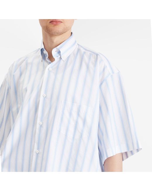 Vetements Blue Pinstripe Short Sleeve Shirt for men