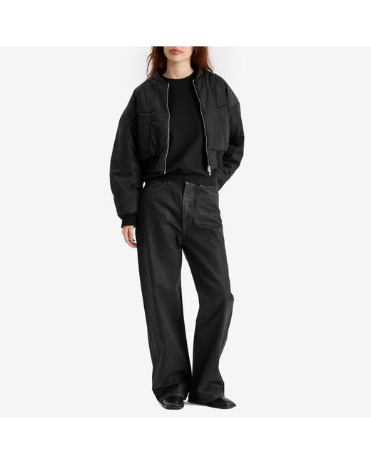 Kassl Black Cropped Bomber Jacket