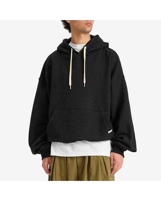 ANGLAN Valley Tuck Sweat Balloon Hoodie in Black for Men | Lyst