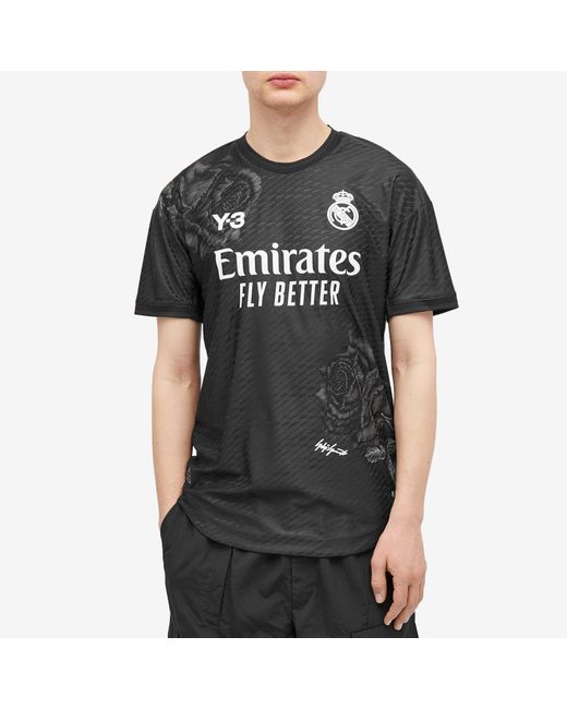 Y-3 Black X Real Madrid 4Th Goalkeeper Jersey Top for men